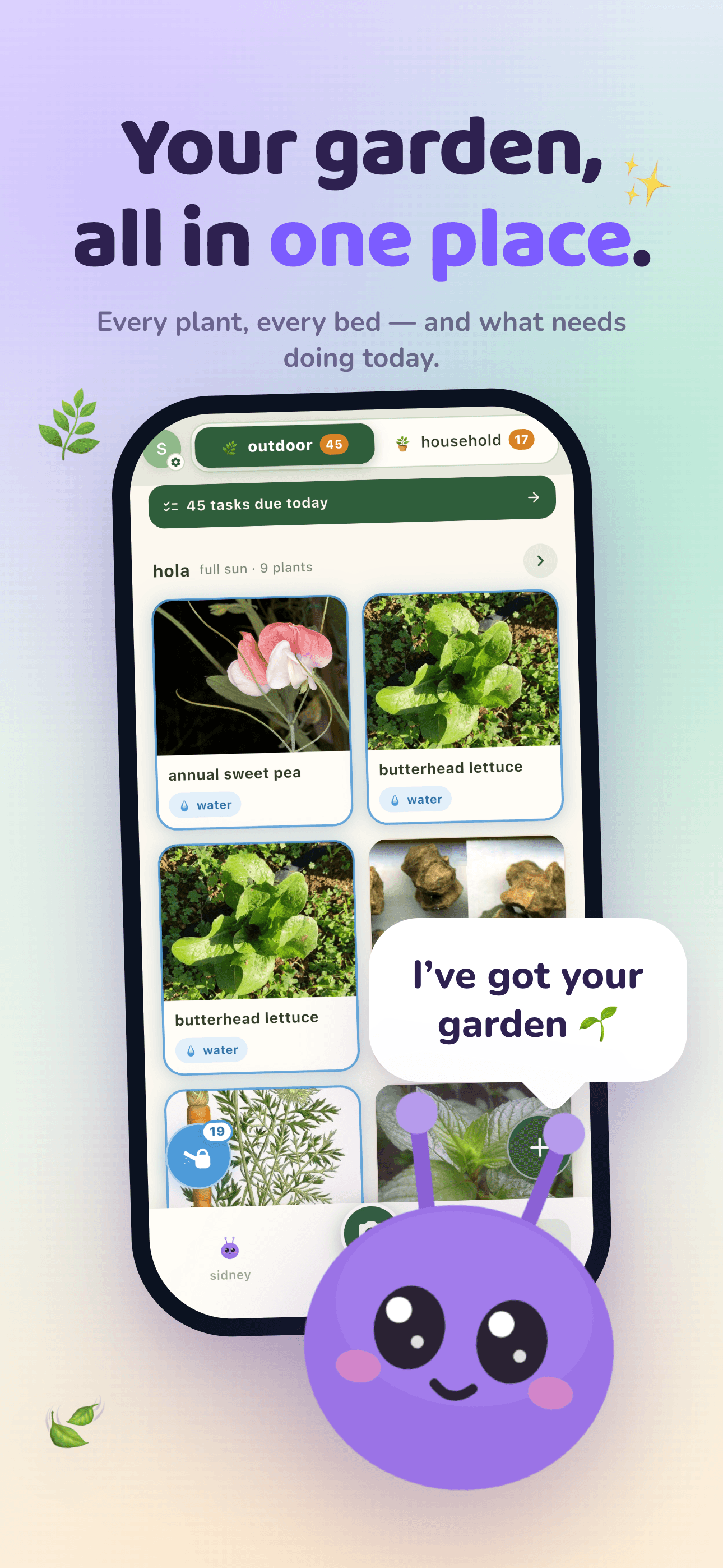 Your whole garden on one page, with everything due today