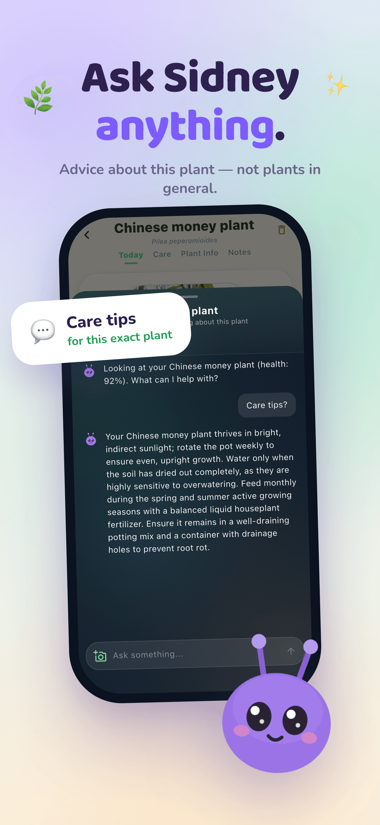 Asking Sidney about a plant inside the Mali app