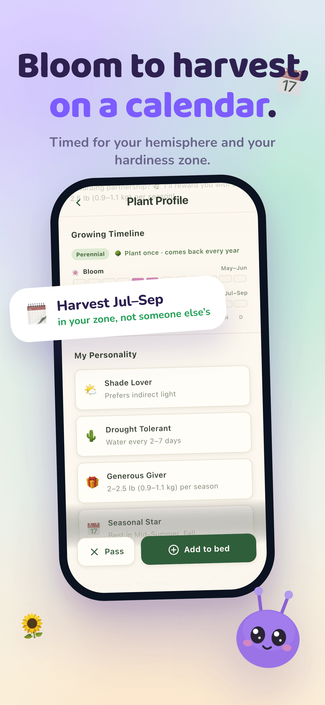 Bloom to harvest, on a calendar